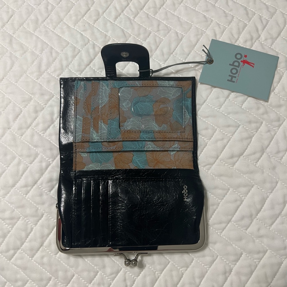 HOBO Black Leather Wallet with Silver Accents - Picture 4 of 8